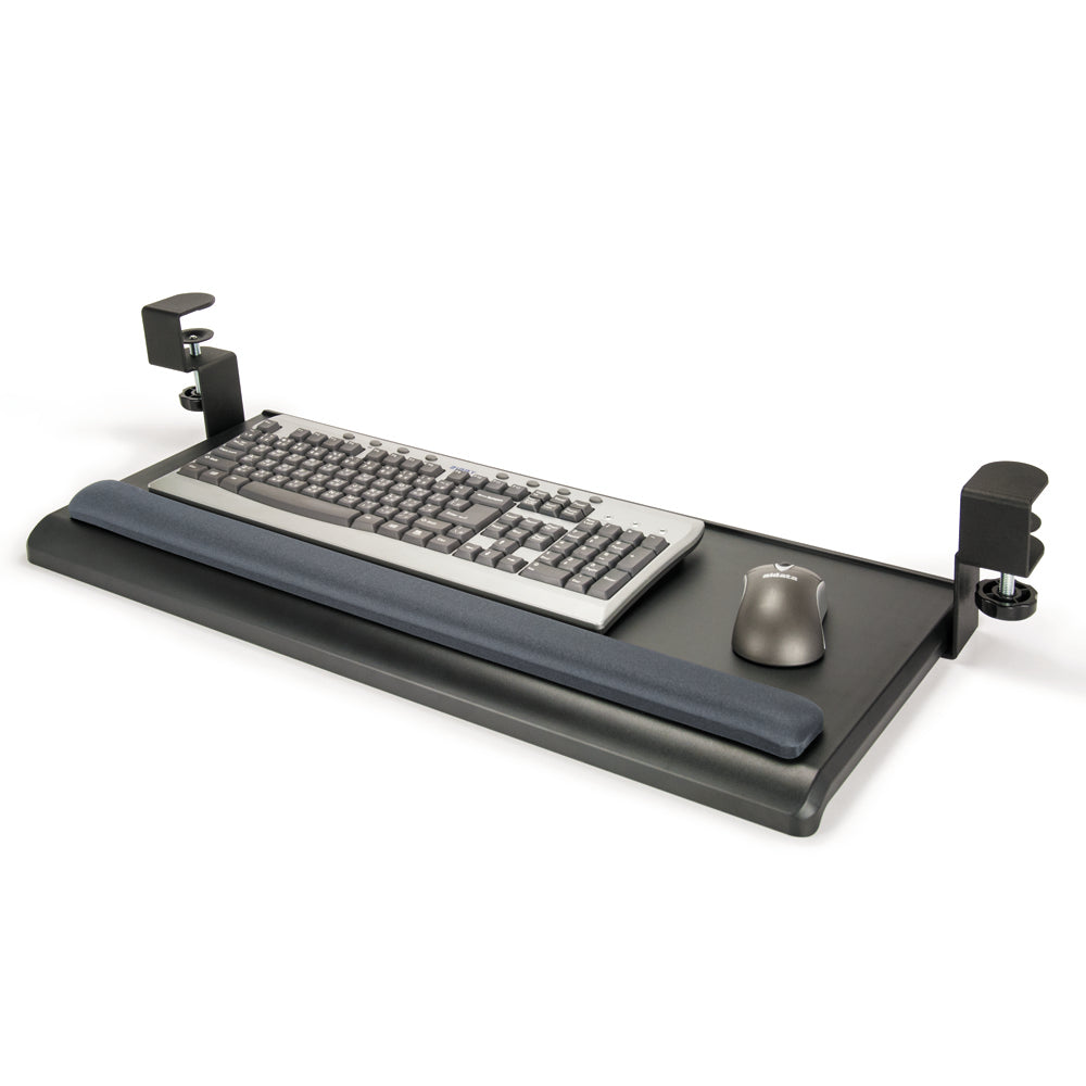 Extra Wide Adjustable Keyboard Tray with Ergonomic Gel Wrist Rest - Under Desk Mount for Comfortable Typing in Office & Home Workspaces