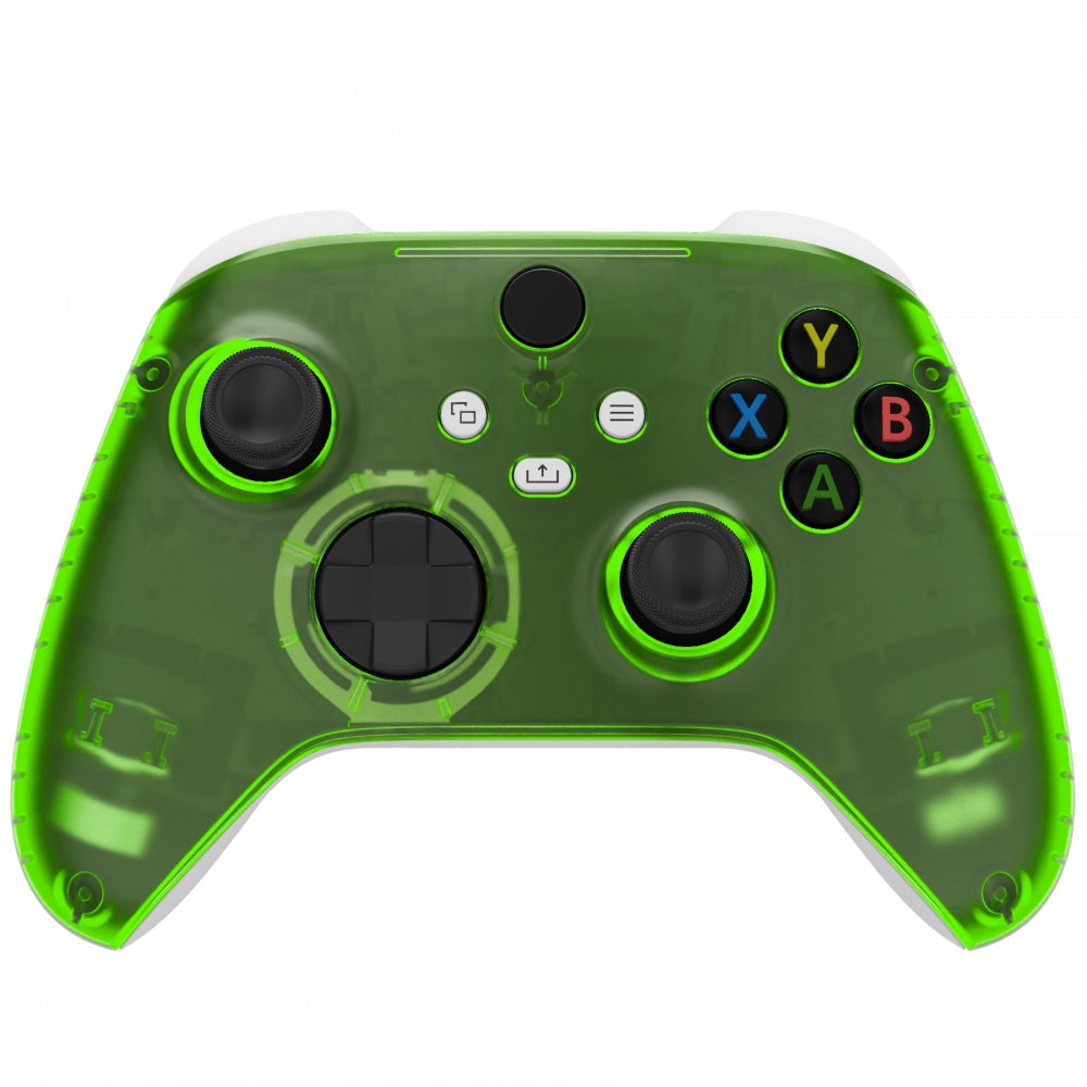 eXtremeRate Clear Green Replacement Front Housing Shell with Side Rails Panels for Xbox Series X & S Controller - Custom Gaming Setup & DIY Modding Accessory