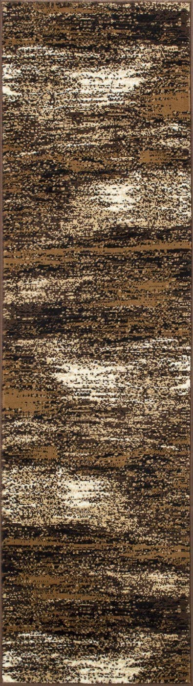 Modern Abstract Brown Mocha Area Rug - Large 2'x7' Runner for Living Room, Office & Kitchen - Soft Non-Slip Floor Mat for Home Decor & High Traffic Areas