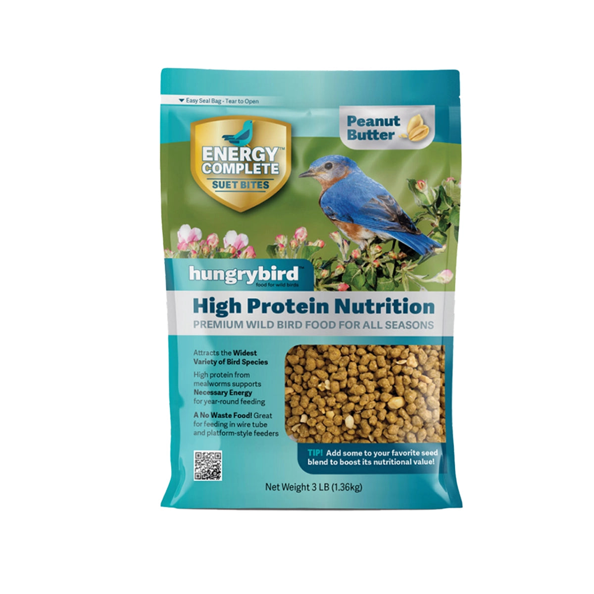 Energy Complete Peanut Butter Suet Bites for Birds - High Protein Wild Bird Food, Nutritious Treat for Woodpeckers, Chickadees & Bluebirds - Perfect for Backyard Bird Feeders & Winter Feeding