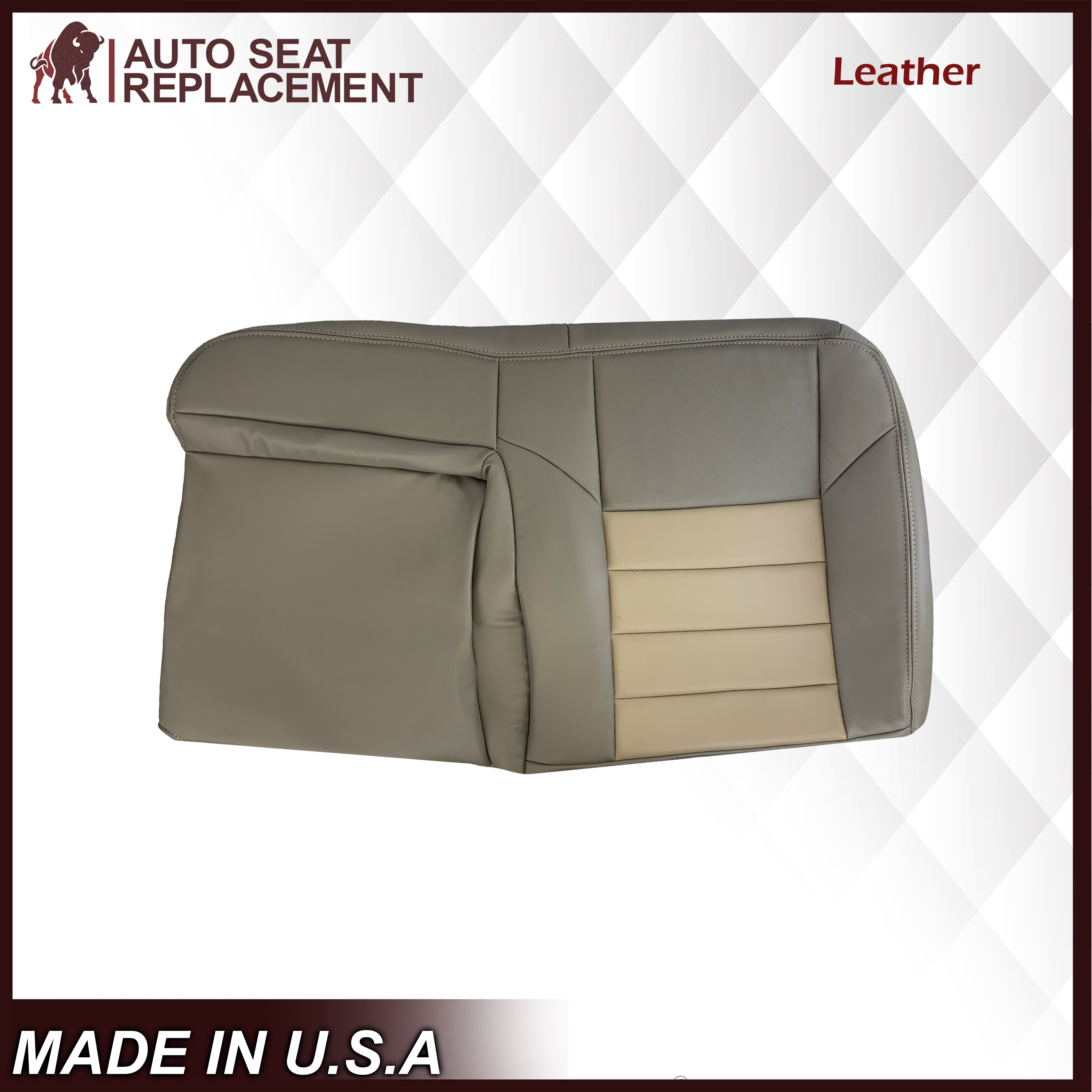2002-2004 Ford Excursion Eddie Bauer Edition 60/40 Split Second Row Seat Covers - 2-Tone Tan & Gray | Custom Fit for SUV Protection & Comfort | Perfect for Road Trips, Family Travel & Off-Road Adventures