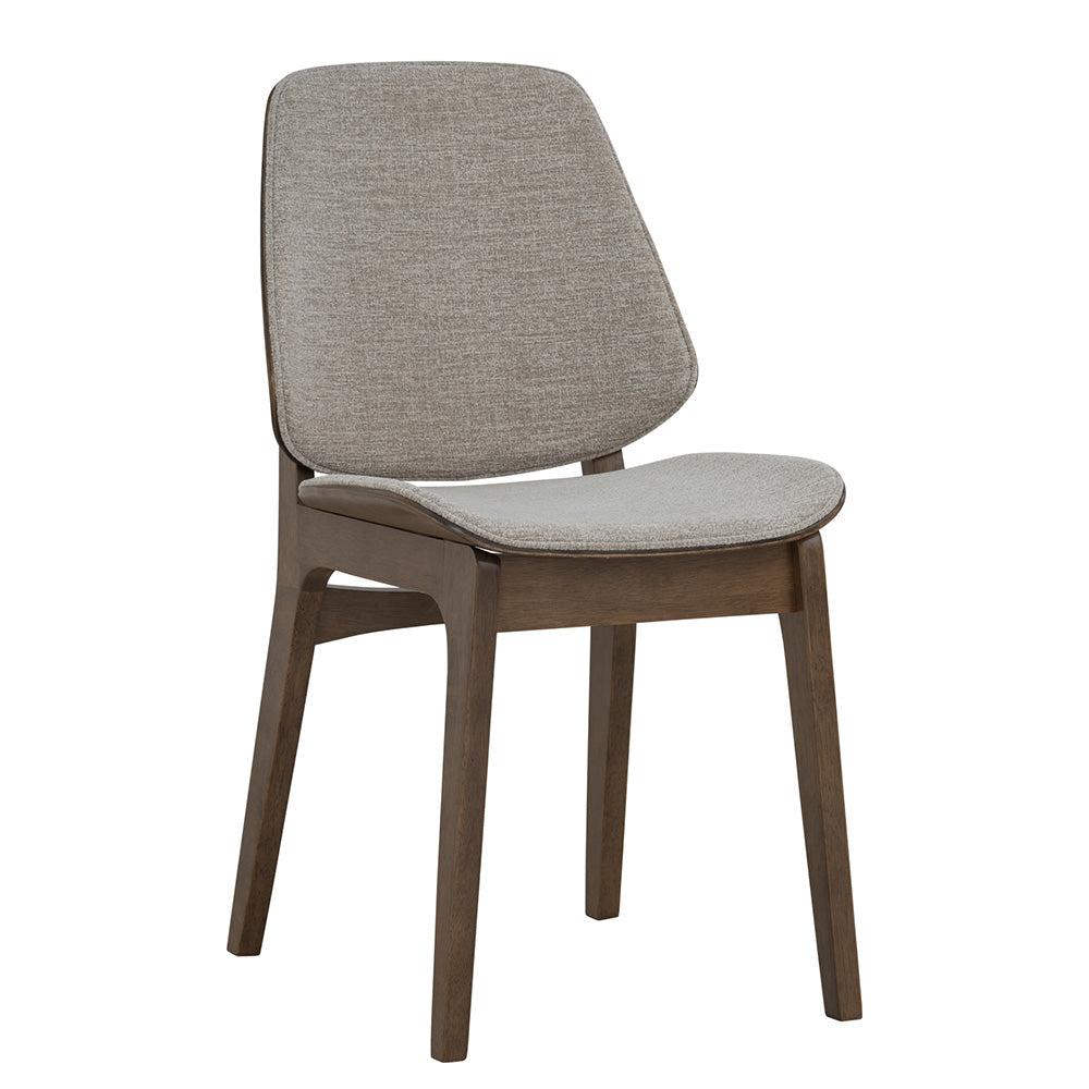 ERZA Modern Dining Chair - Solid Walnut Wood Frame & Grey Upholstery - Comfortable Kitchen, Dining Room, or Office Chair for Home Decor