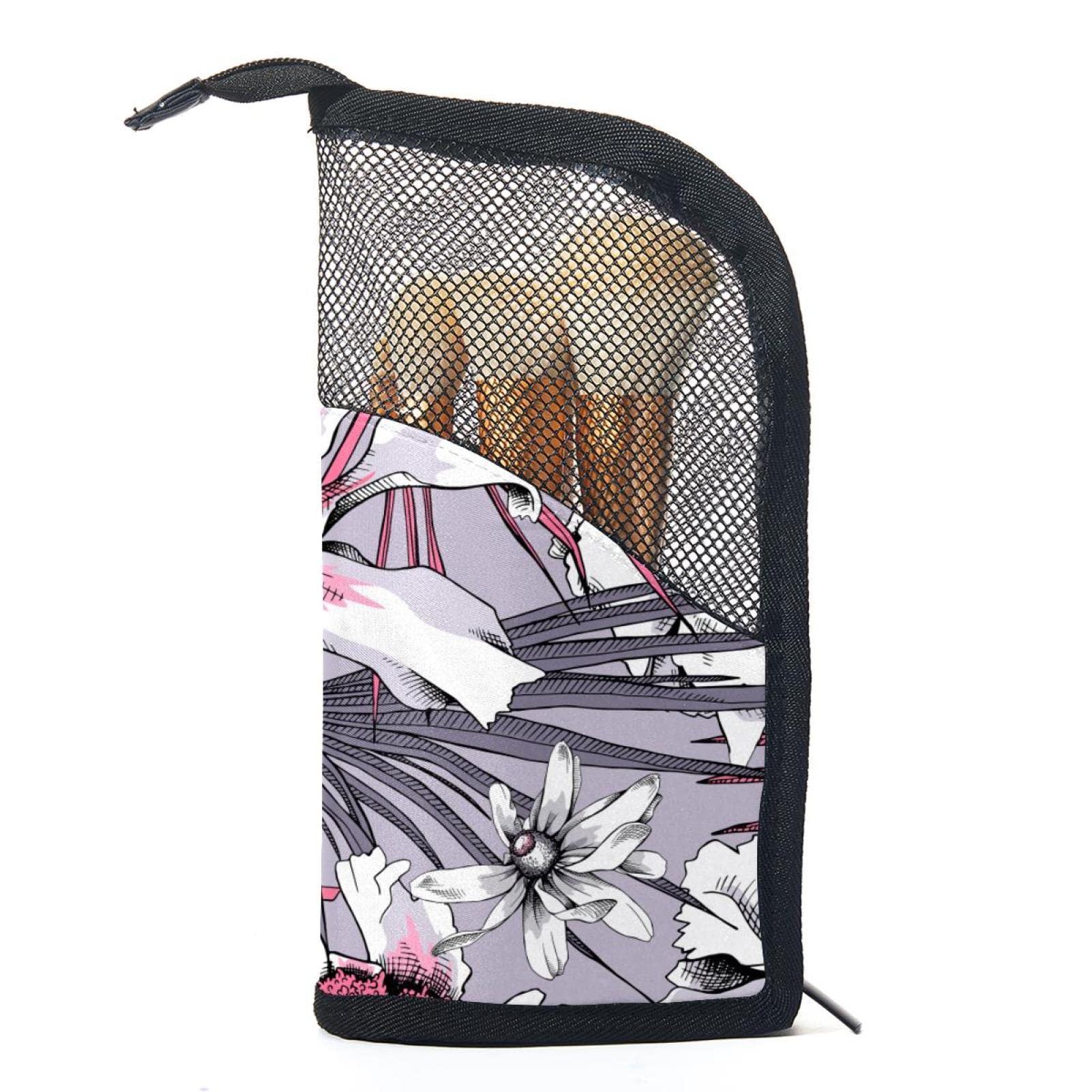 12-Piece Makeup Brush Organizer Bag with Oil Painting Floral Design - Portable Cosmetic Brush Holder Case for Travel, Home & Professional Makeup Artists