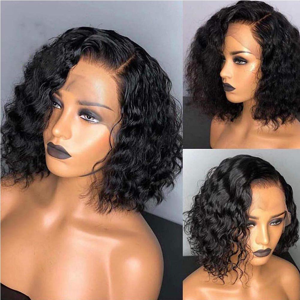 Short Bob Full Lace Front Human Hair Wigs with Baby Hair for Black Women - Brazilian Virgin Hair, Pre-Plucked Hairline, Natural Wavy & Curly Styles - Perfect for Daily Wear, Parties & Special Occasions