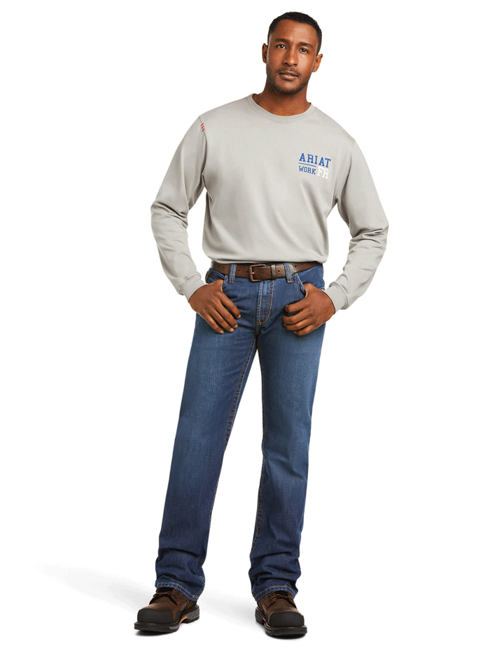 Ariat Men's FR M4 Relaxed Basic Boot Cut Jeans in Flint - Durable Work & Casual Wear for Ranch, Riding & Everyday Use