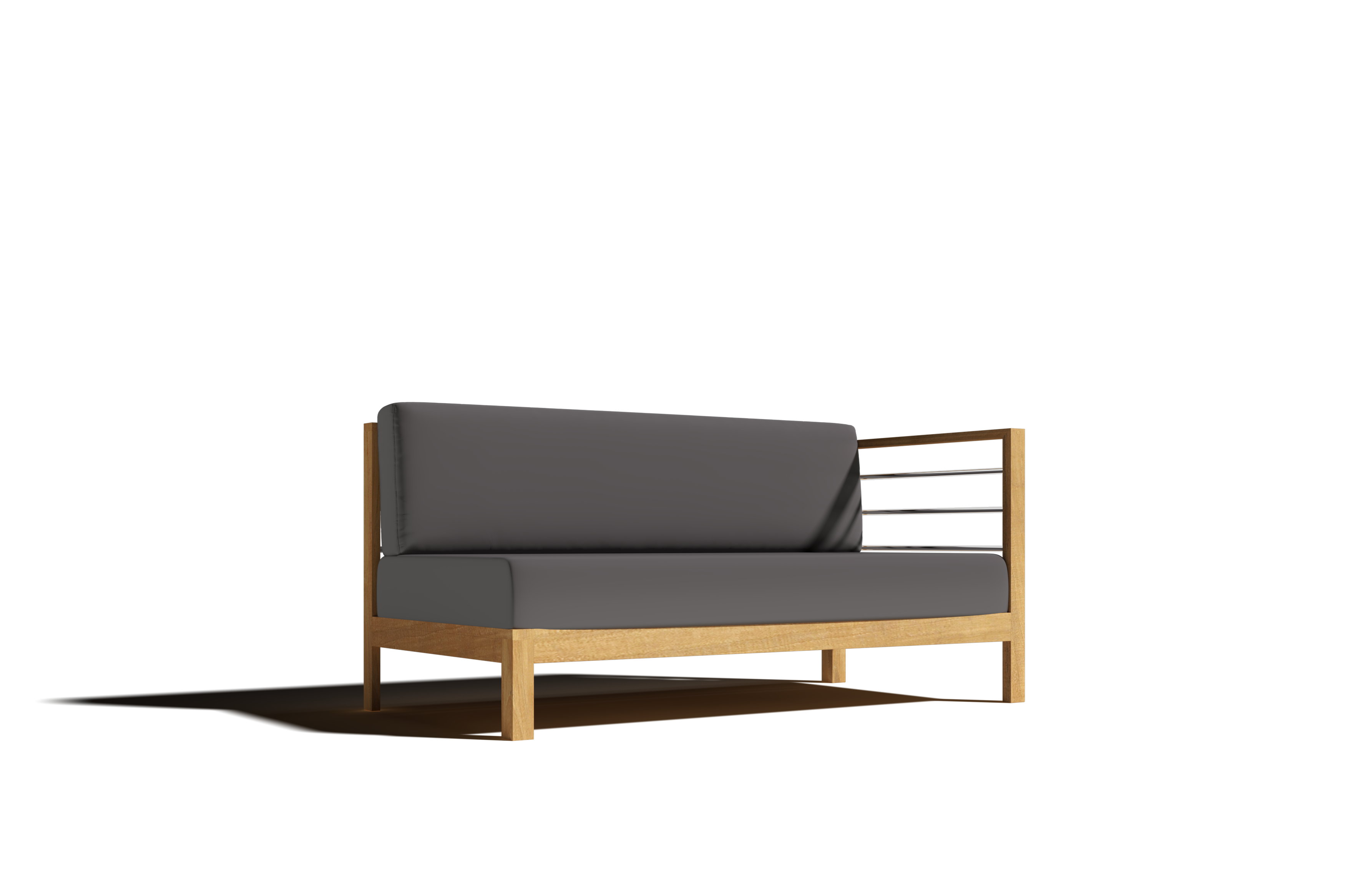 Premium Leon Teak Outdoor Sectional Right Sofa with Sunbrella Charcoal Cushion - Durable Patio Furniture for Backyard, Poolside & Garden Relaxation