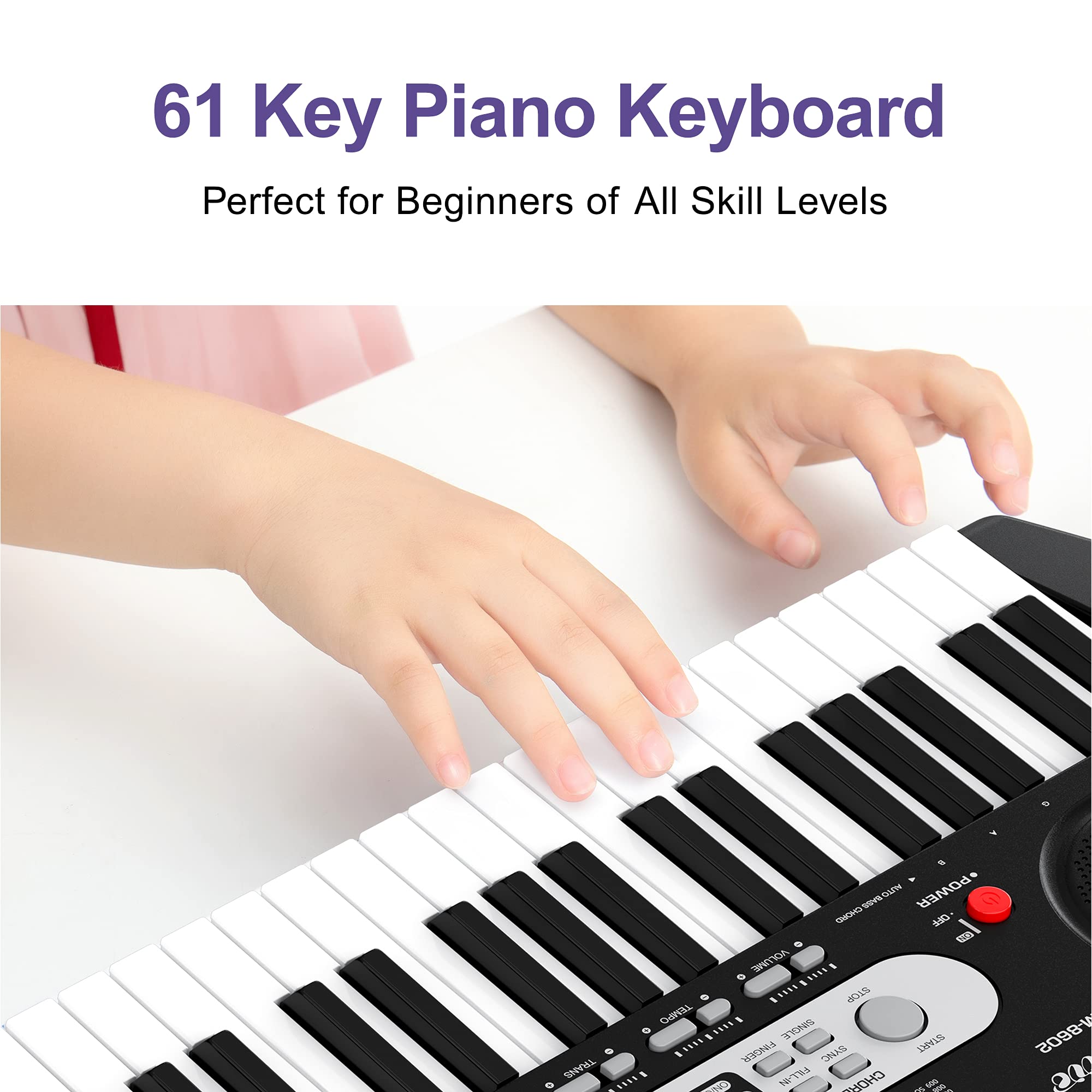 Alkmaar 61-Key Portable Electronic Keyboard Piano (BST8602) - Compact & Lightweight for Beginners, Travel, Home Practice & Live Performances