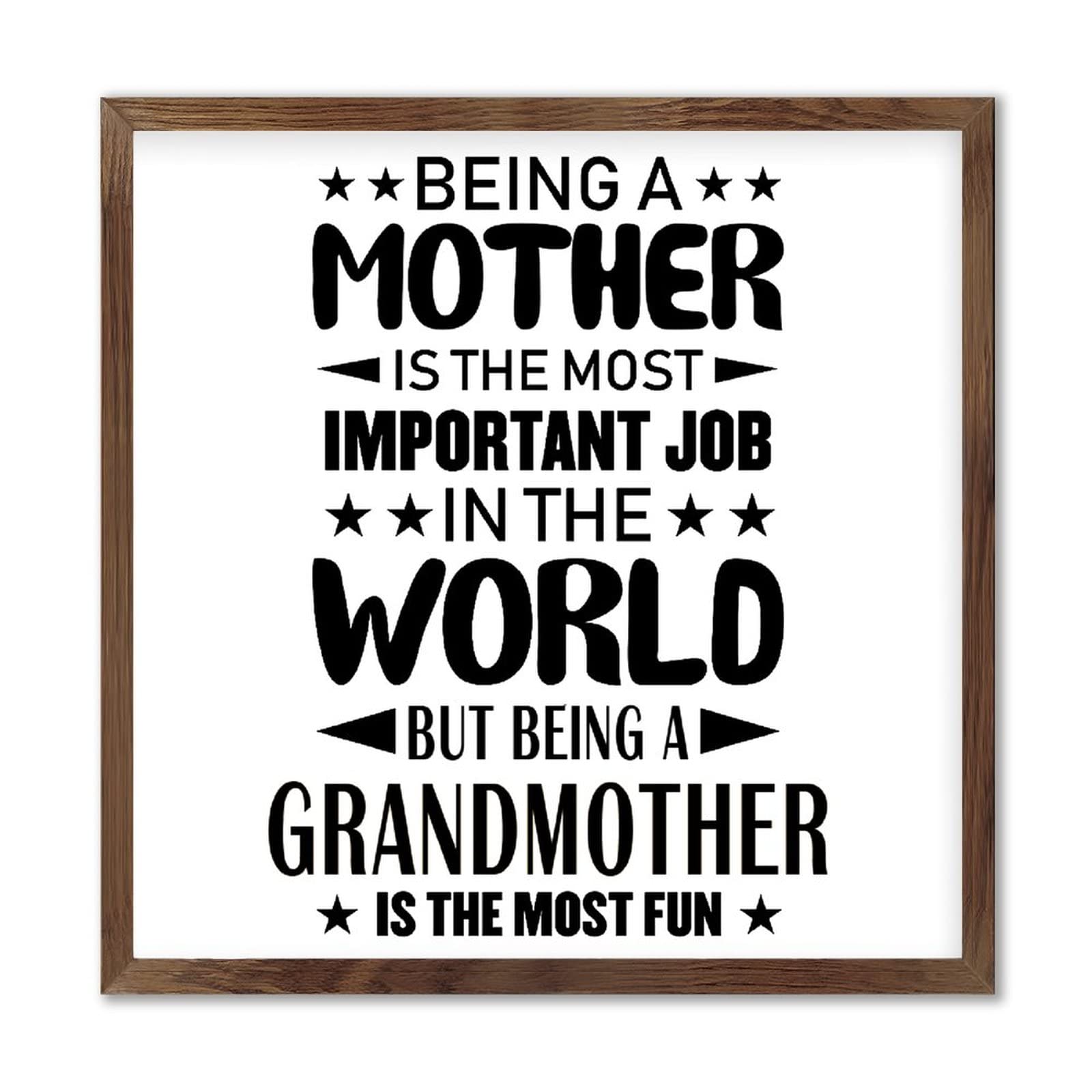Being a Mother is The Most Important Job in The World - Inspirational Wall Art for Living Room, Farmhouse Decor - 7x7 Inch Wood Framed Sign - Perfect for Home, Office & Nursery Decor