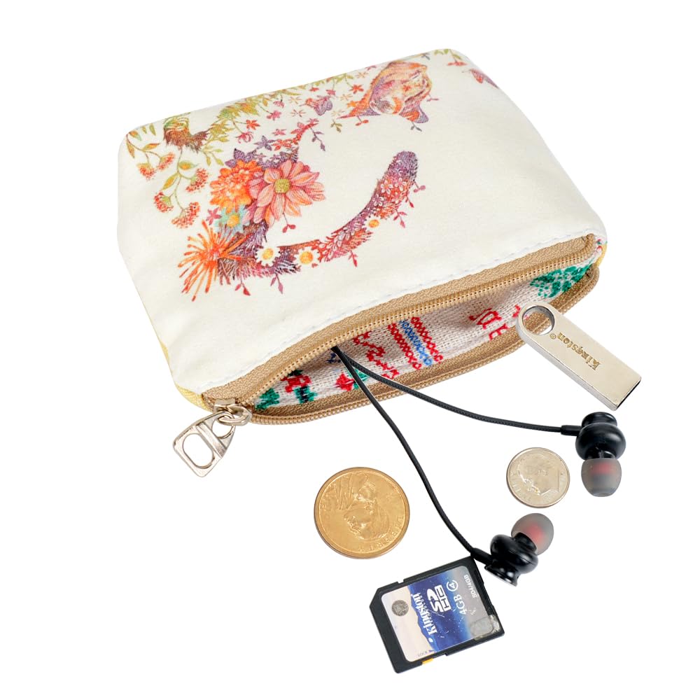 Cute Canvas Coin Purse for Women & Girls - Small Zippered Change Wallet Pouch - Perfect for Travel, Shopping, and Everyday Use