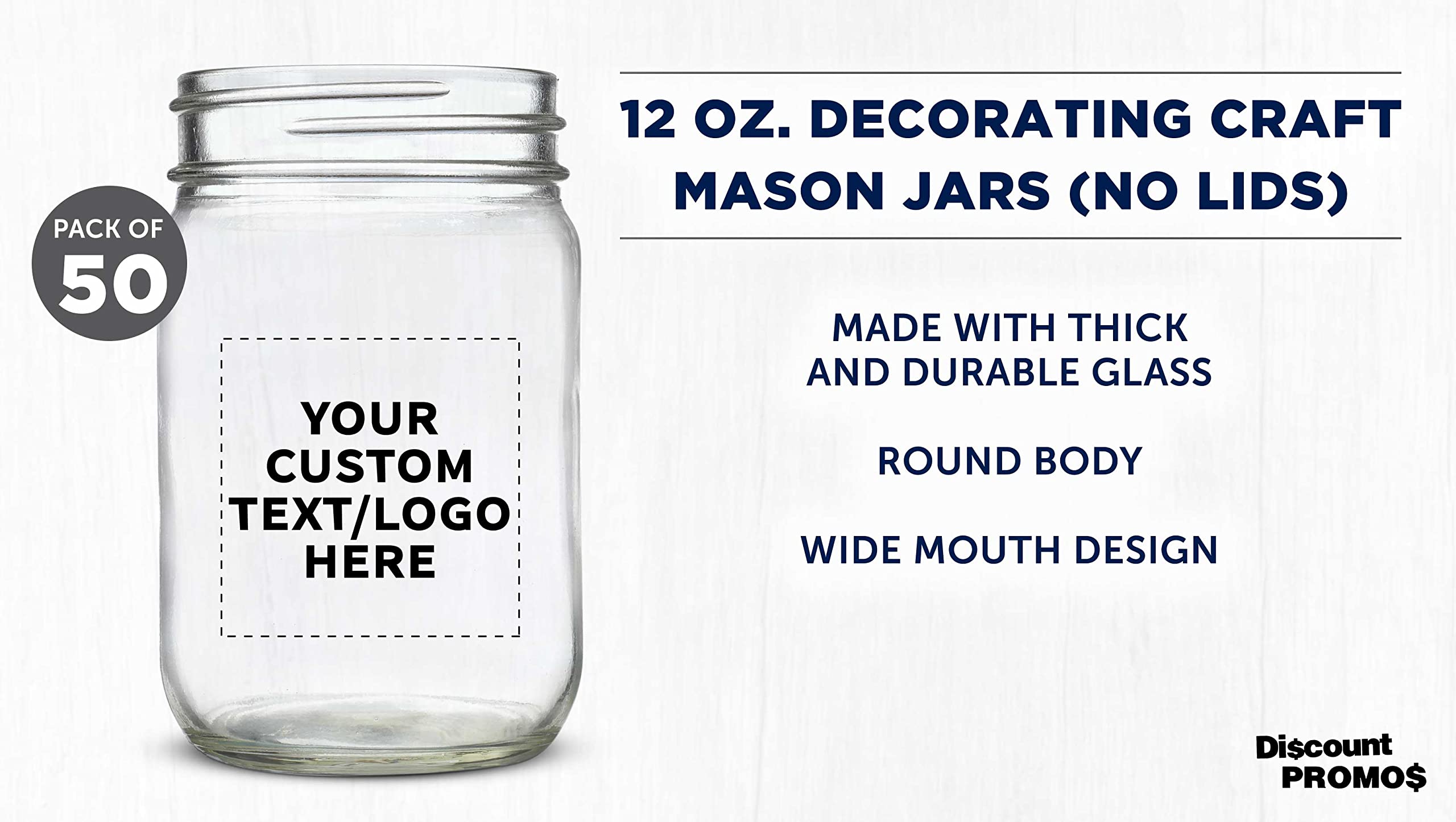 50-Pack 12oz Clear Glass Mason Jars with Lids - Bulk Custom Decorating Jars for Overnight Oats, Candies, Pickles, Spices & Beverages - Perfect for DIY Crafts, Wedding Favors, Party Decor & Kitchen Storage