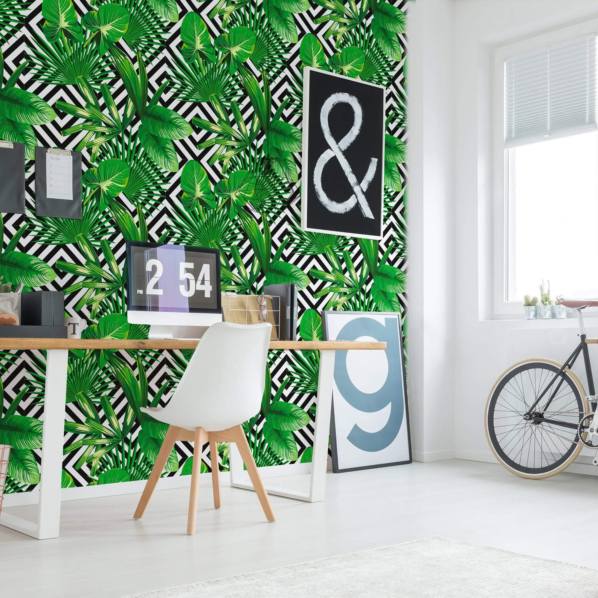 Black and Green Trellis Floral Peel and Stick Removable Wallpaper - Self-Adhesive Wall Decal for Bedroom, Living Room, Nursery & Office Decor - Easy to Install & Remove