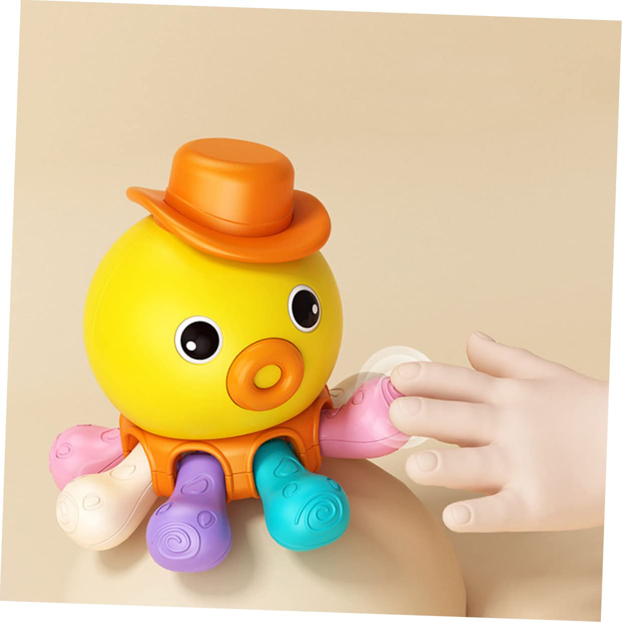 FAVOMOTO 2 Pack Orange Plastic Octopus Finger Toys - Fun Bath Time & Water Play for Kids, Pool Party Favors, Sensory Play for Toddlers