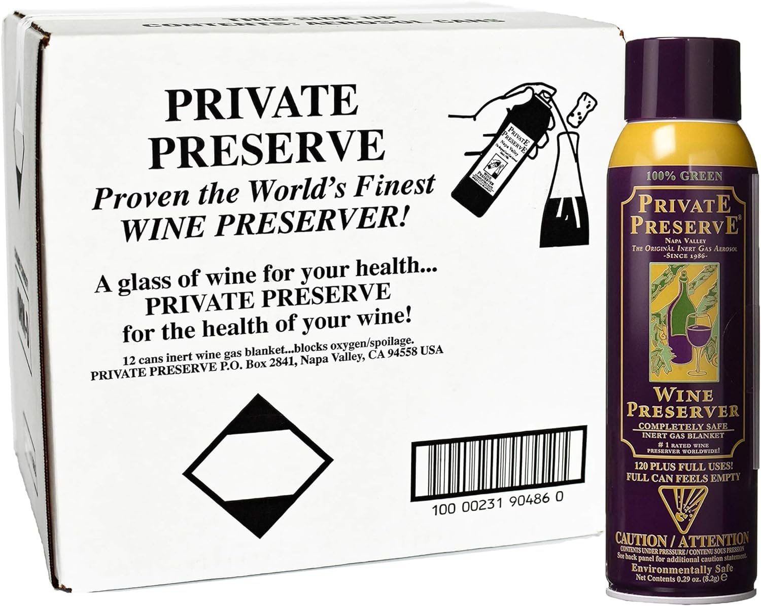Premium Wine Preservation System with 100% Green Gas - Extends Freshness for Wine, Port, Sake, Cognac, Whiskey & Fine Oils (12-Pack Case) | Ideal for Home Bars, Restaurants & Wine Collectors