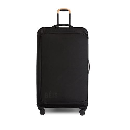 Soft Sided Collapsible Check In Roller Luggage - Black Expandable Carry On Suitcase for Travel, Business Trips & Weekend Getaways