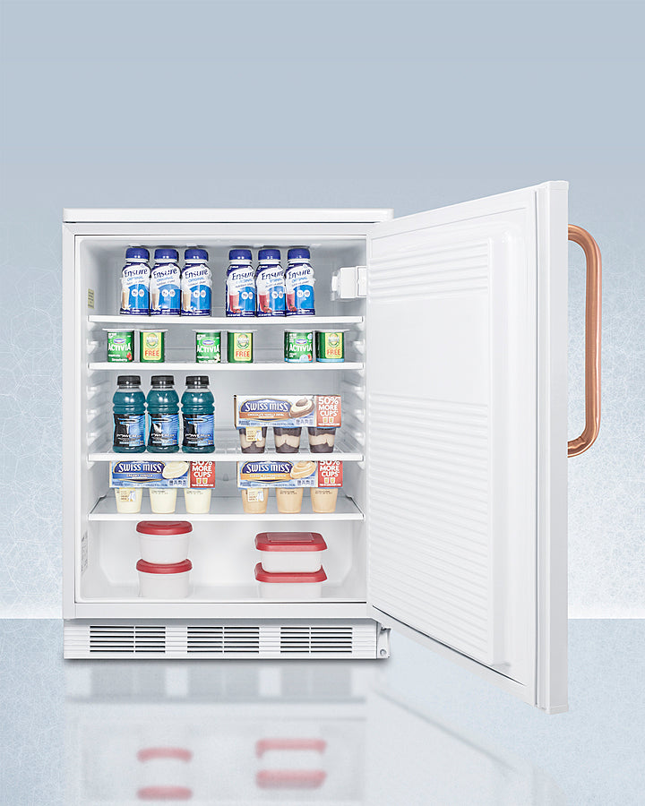 Accucold 24-Inch Wide All Refrigerator with Antimicrobial Pure Copper Handle - Energy Efficient Freestanding Fridge for Kitchen, Office, or Garage Storage - FF7LWTBC