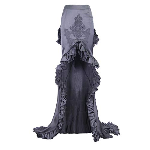 Gothic Steampunk Black Fishtail Mermaid Maxi Skirt for Women | Vintage Style Evening Party Dress | Perfect for Cosplay, Halloween, and Themed Events