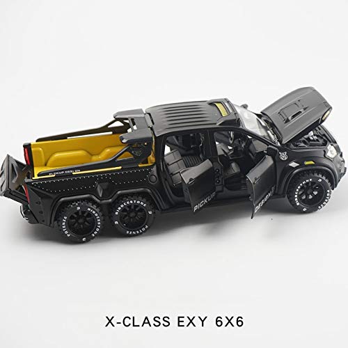 1/28 Scale Alloy Metal Pull Back Toy Pickup Truck with Sound & Light - Realistic Simulation Car Model for Boys - Perfect for Playtime, Collecting & Gifts (Black)