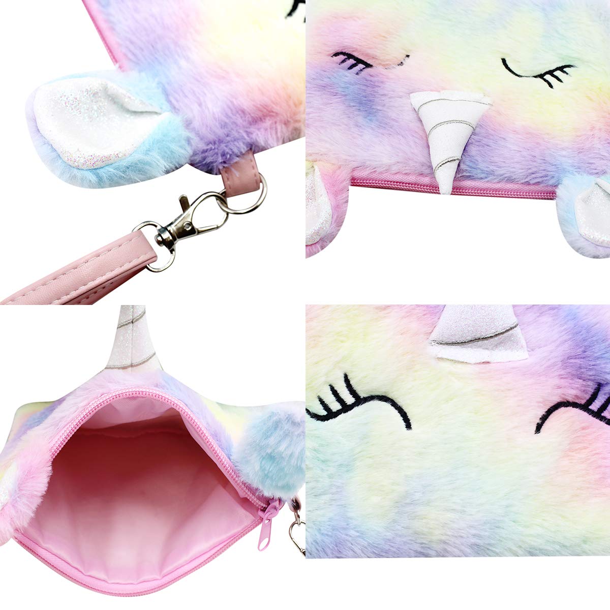 **MINGSEECESS Kids Wallet for Girls - Fluffy Crossbody Purse, Cute Fuzzy Tie-Dye Shoulder Bag with Zipper, Coin Purse for School, Travel & Daily Use**