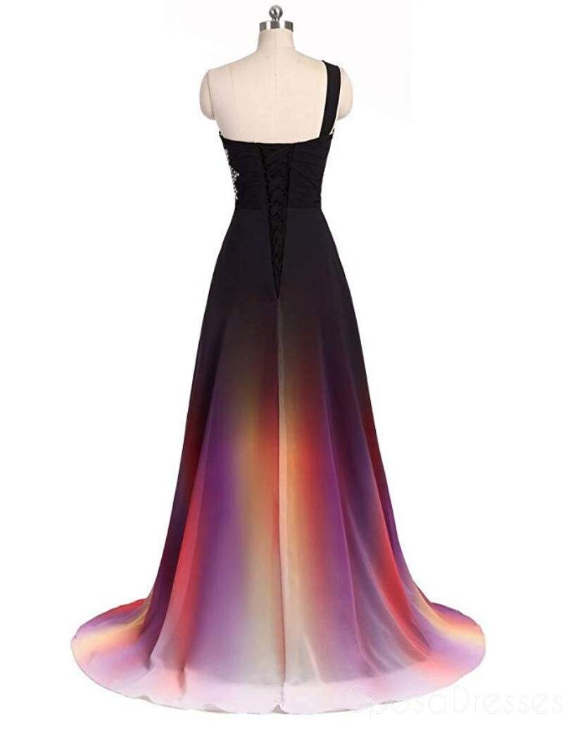 Elegant Chiffon One Shoulder Ombre Long Evening Prom Dress for Women – Custom Sweet 16 Dresses | Perfect for Formal Events, Homecoming, Quinceañera & Special Occasions
