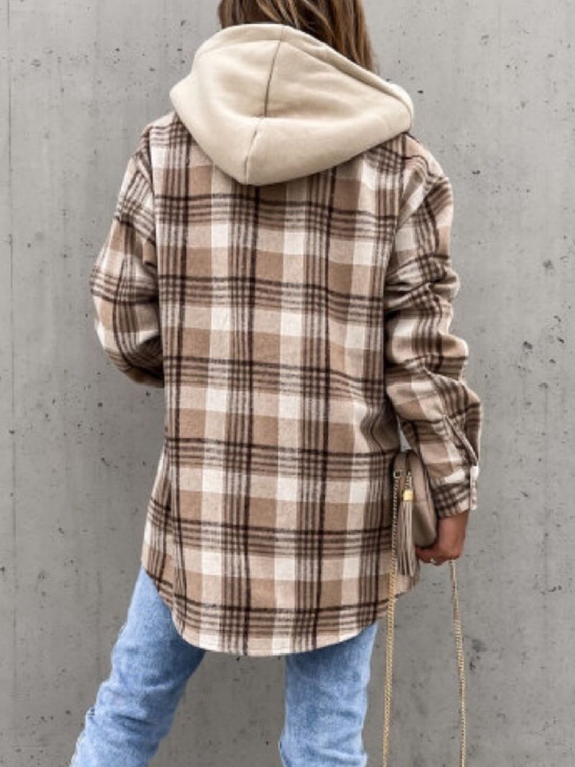 Stylish Plaid Button-Up Jacket with Detachable Hood - Perfect for Outdoor Adventures & Casual Wear