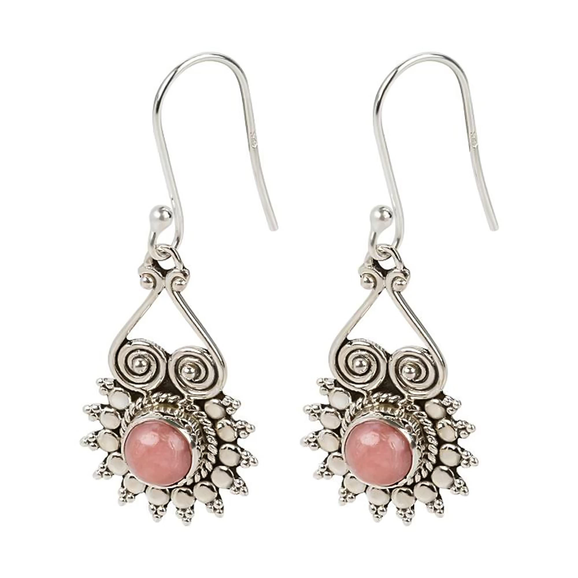 14K Sterling Silver Pink Opal Dangle Drop Earrings for Women | Elegant Handmade Jewelry Gift for Birthday, Anniversary & Special Occasions