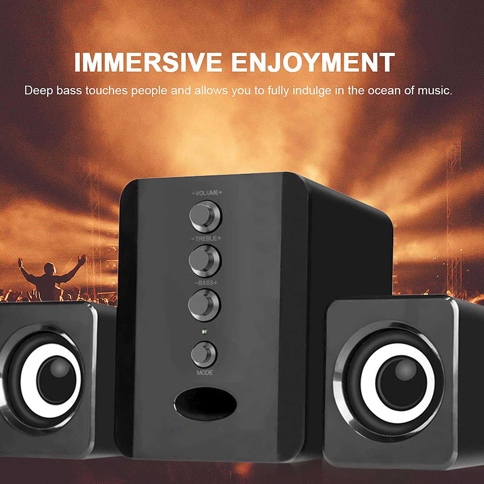 SHUAIGUO D-202 USB Wired Computer Speakers with Bass Stereo Sound & Subwoofer - High Quality Audio for Desktop, Laptop, Tablet, Smartphone | Perfect for Gaming, Music, Movies & Home Office Use