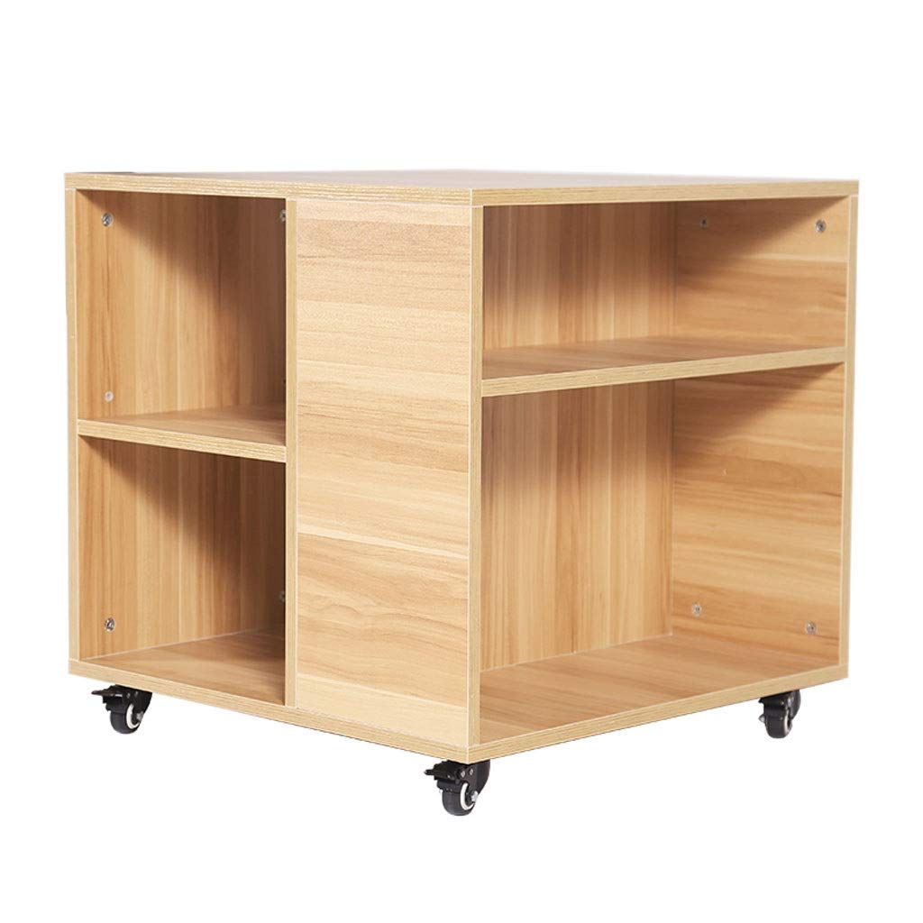 YIFEI2013-SHOP Mobile Printer Stand with Swivel Wheels - 60×60cm Wooden Work Cart for Printers, Copiers & Office Accessories - Adjustable Shelf & Durable Office Furniture (Natural Color) - Perfect for Home Office, Workspace Organization & Printer Storage Solutions