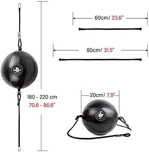 Premium Double End Punching Bag for Boxing Training - Heavy Duty Leather Speed Ball with Ceiling/Floor Mount - Home Gym Equipment for Stress Relief & Reflex Training | Perfect for Boxing Practice, Cardio Workouts & Martial Arts Training