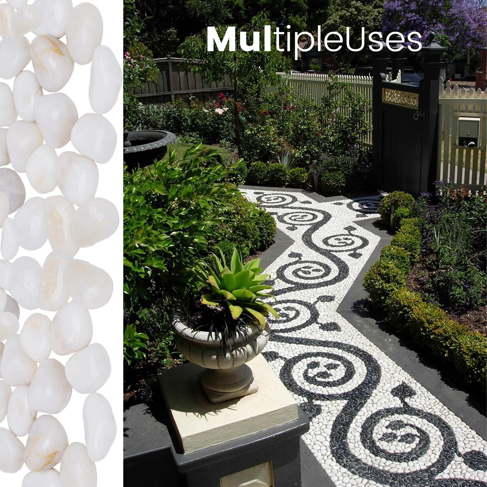 Premium White River Rocks 2-3 Inch - Natural Polished Decorative Pebbles for Landscaping, Indoor/Outdoor Plants, Vases, Aquariums & Terrariums | High-Grade Cream Stones for Gardening, Zen Decor & Water Features (1 LB)