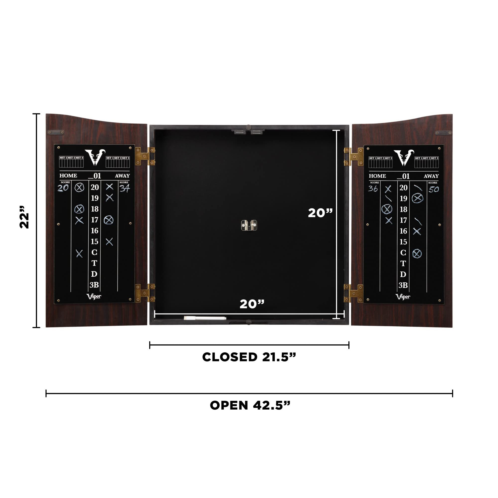 Premium GLD Products Viper Vault Cabinet with Shot King Sisal Dartboard - Includes Padded Dart Mat & Shadow Buster LED Dartboard Lights (Black) - Perfect for Game Rooms, Bars, and Home Entertainment Spaces