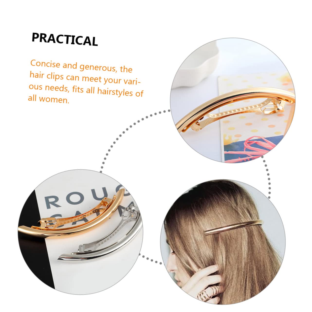 FRCOLOR 3 Sets Gold Metal Hair Clips for Women - French Hairpins, Half Bun Makers (2pcs x 3) - Perfect for Updos, Weddings & Everyday Styling
