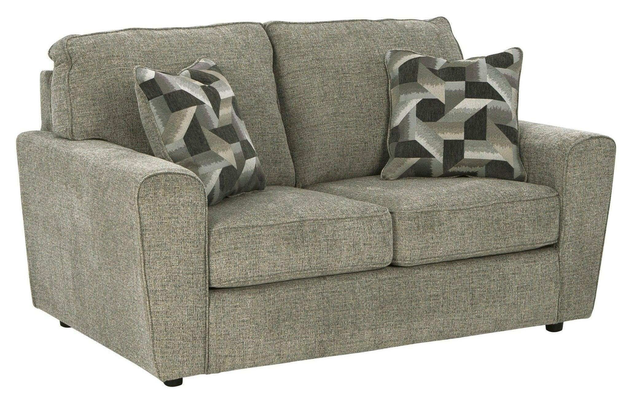 Cascilla Pewter Loveseat 2680535 - Modern 2-Seater Sofa for Living Room, Small Space, Apartment & Office - Comfortable Upholstered Couch with Sturdy Metal Legs