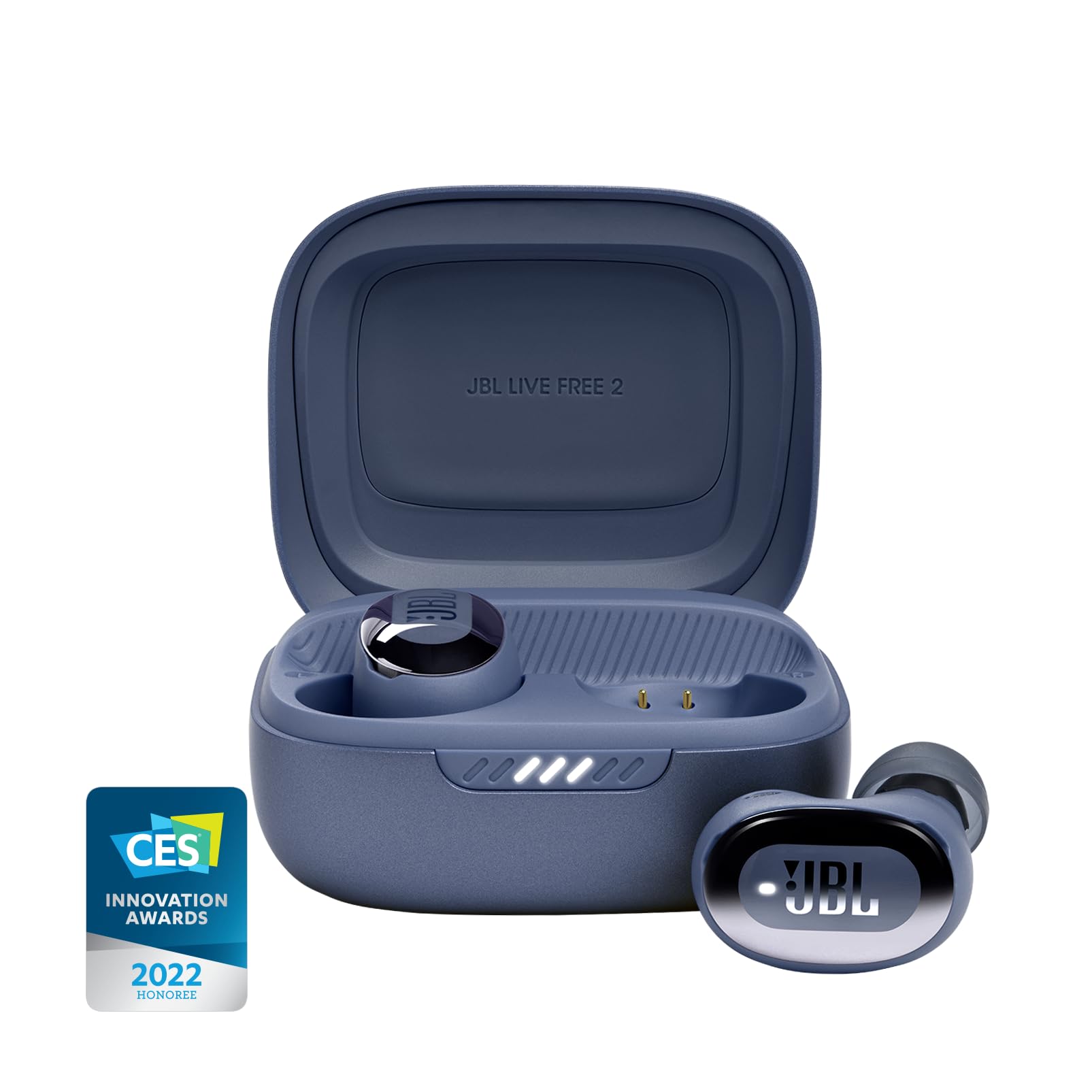 JBL Live Free 2 True Wireless Noise Cancelling Earbuds - 35hr Playtime, 6-Mic Clear Calls, IPX5 Waterproof, Comfortable Oval Design for Superior Bass & Noise Isolation (Blue) | Perfect for Workouts, Commuting & Travel