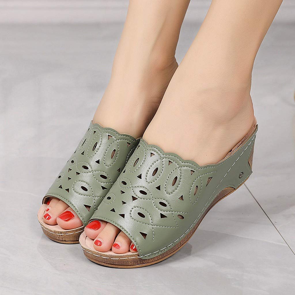Stylish Women's Open Toe Hollow Out Wedge Sandals - Breathable Summer Slip-On Platform Shoes for Casual Wear | Perfect for Beach, Vacation, and Everyday Outfits