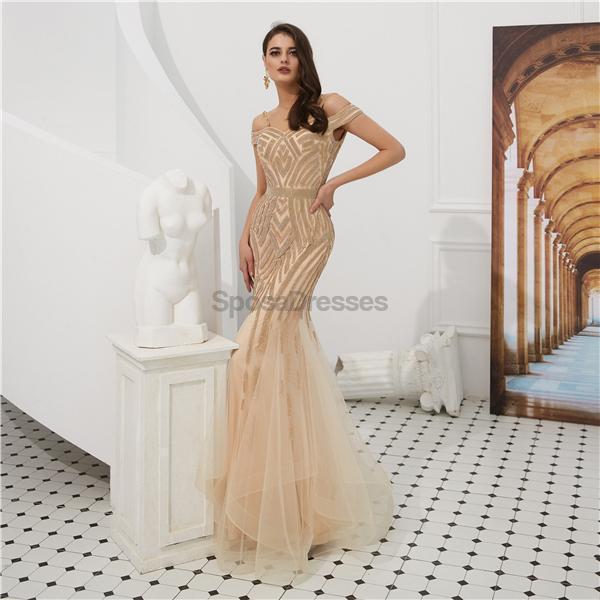 Elegant Off Shoulder Gold Beaded Mermaid Prom Dress for Evening Party & Formal Events - Perfect for Homecoming, Prom Night, and Special Occasions