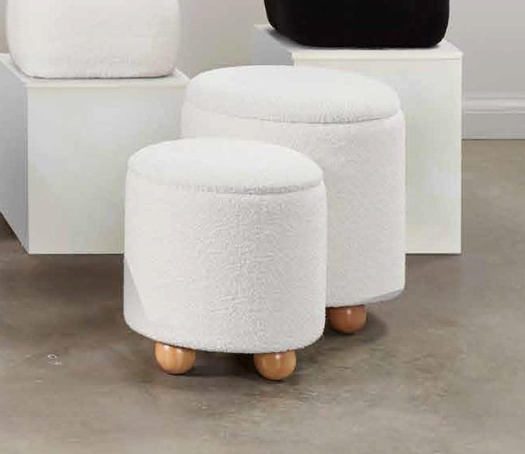 Benedict Storage Ottomans Set of 2 - Boucle Fabric Upholstered Footstool with Hidden Storage | Perfect for Living Room, Bedroom & Home Decor