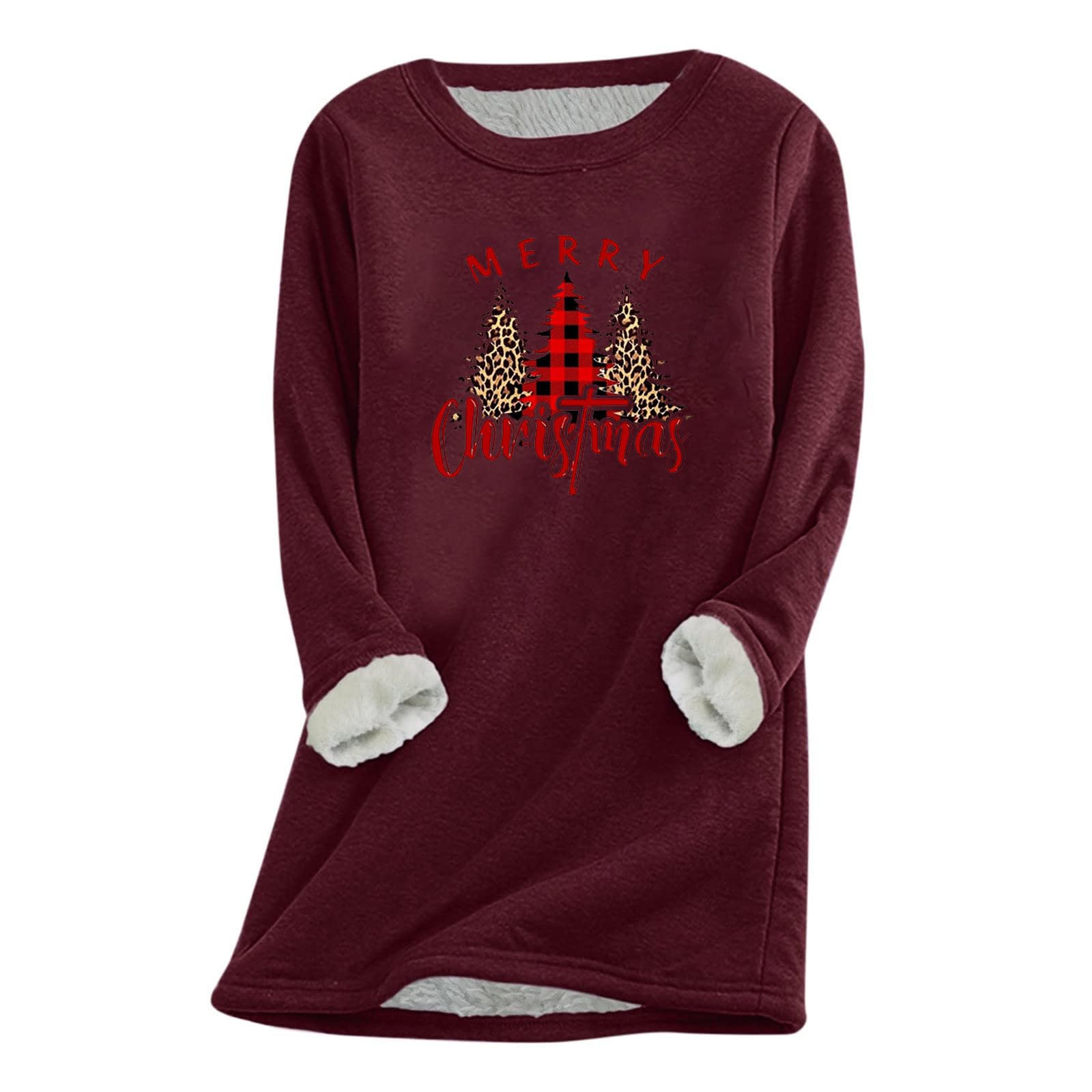 Women's Fleece Lined Pullover Sweatshirt - Winter Warm Crewneck Tunic Top for Lounge & Casual Wear