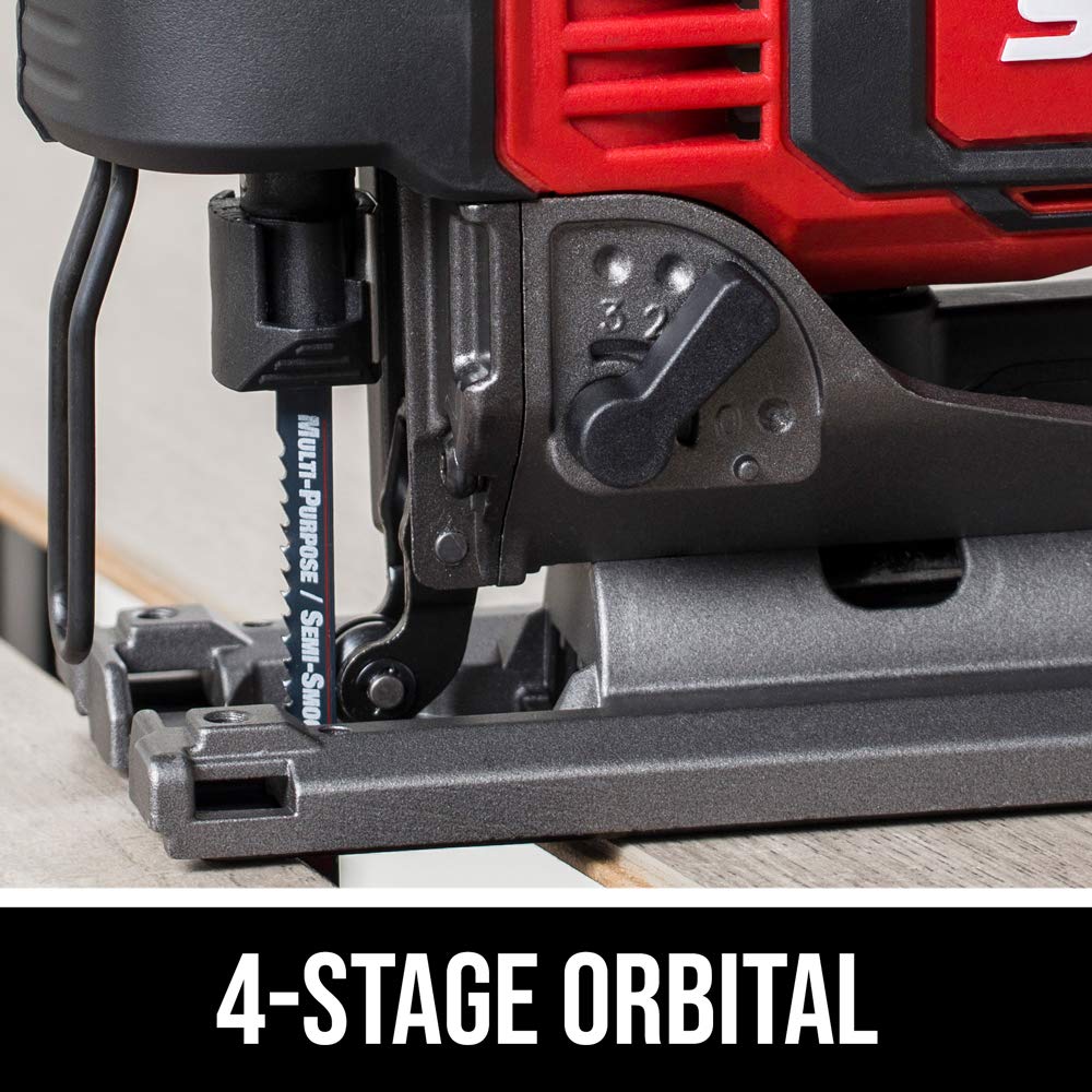 SKIL PWR CORE 20 Brushless 20V Cordless Jigsaw with 1-Inch Stroke - Includes 2.0Ah Lithium Battery, PWR ASSIST USB & PWR JUMP Charger - Perfect for Woodworking, DIY Projects & Home Renovations
