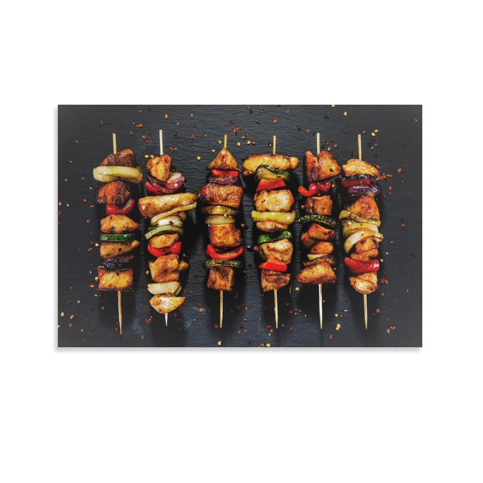 Premium Canvas Print Poster - Chicken Kebab & BBQ Turkey Restaurant Grill Food Wall Art - 20x30 inch (50x75 cm) Unframed - Perfect for Bedroom, Living Room, Kitchen & Restaurant Decor - Ideal for Home, Office & Commercial Spaces