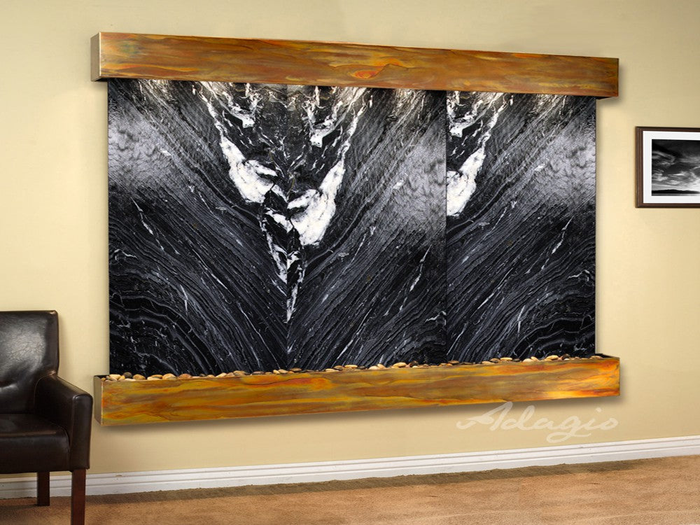 Adagio Solitude River Square Rustic Copper Black Marble SRS1007 - Elegant Home Decor for Living Room, Bathroom & Office | Perfect for Modern Farmhouse, Industrial & Vintage Style Interiors
