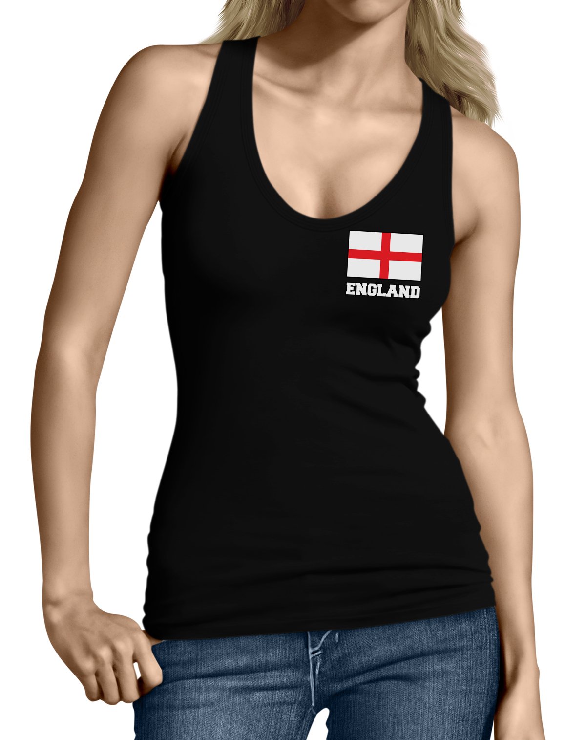 SpiritForged Apparel England Flag Print Junior's Tank Top - Comfortable Sleeveless Top for Women, Perfect for Summer, Sports & Casual Wear