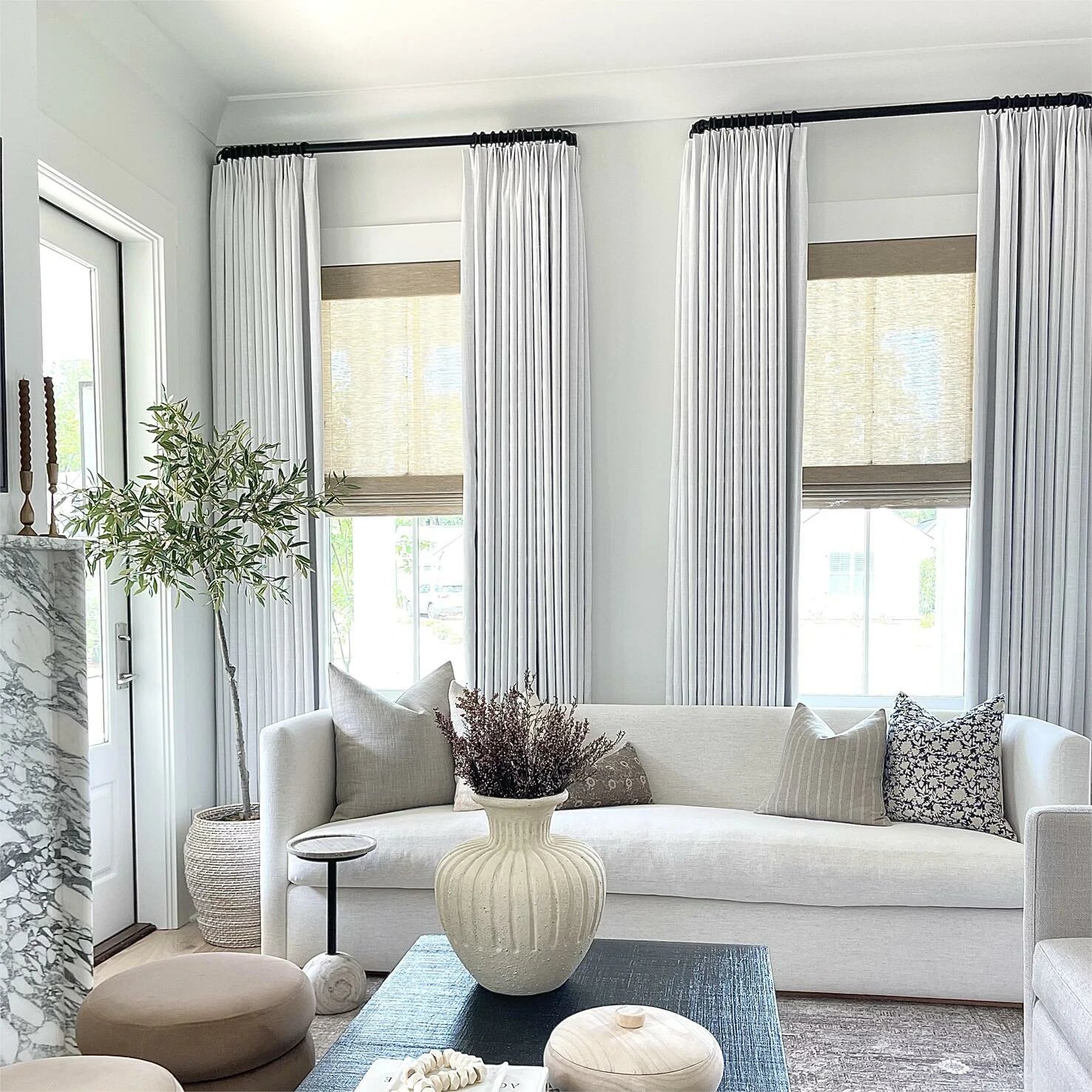 Motorized Blackout Pinch Pleat Curtains - Ready Made for Living Room & Bedroom - Noise Reduction & Light Blocking for Better Sleep