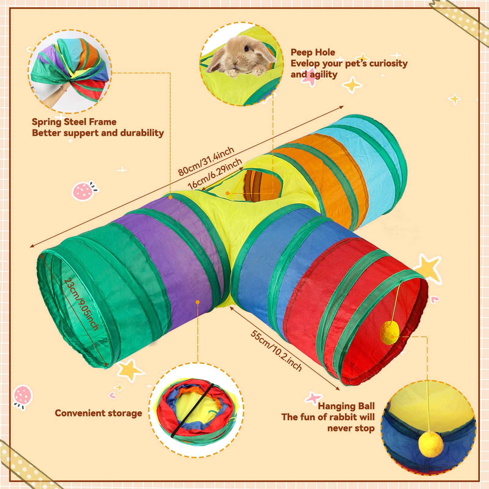 BWOGUE 22PCS Cat Toys Set - Interactive Kitten Toys with Collapsible 3-Way Tunnel, Feather Wands, Fluffy Mice & Crinkle Balls - Fun Indoor Play for Cats, Kittens & Small Pets (Great for Exercise & Bonding)