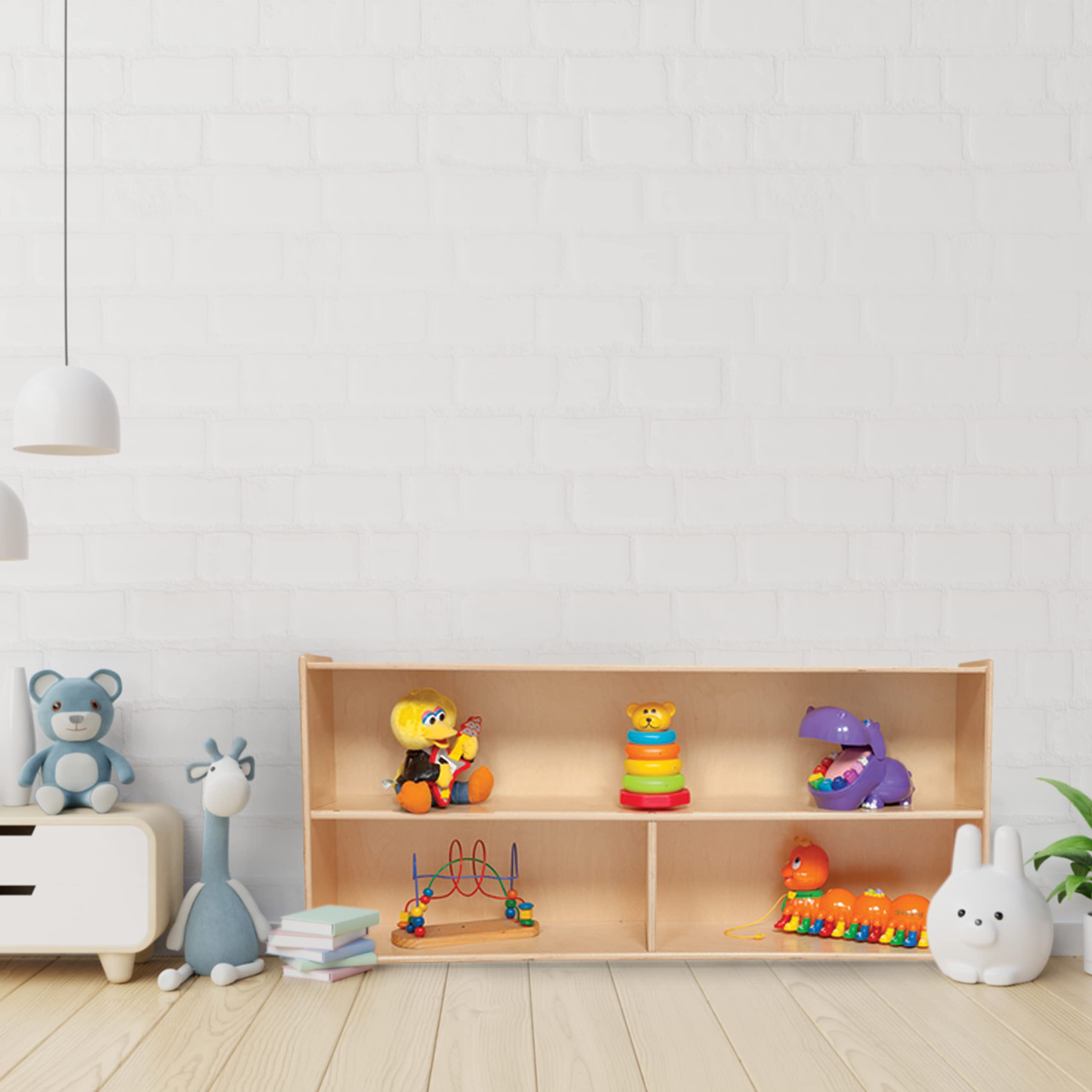 2-Shelf Kids Bookshelf & Toy Storage Organizer - 3-Section Montessori Shelves for Home & Classroom Organization | Perfect for Nursery, Playroom & Preschool Storage Solutions