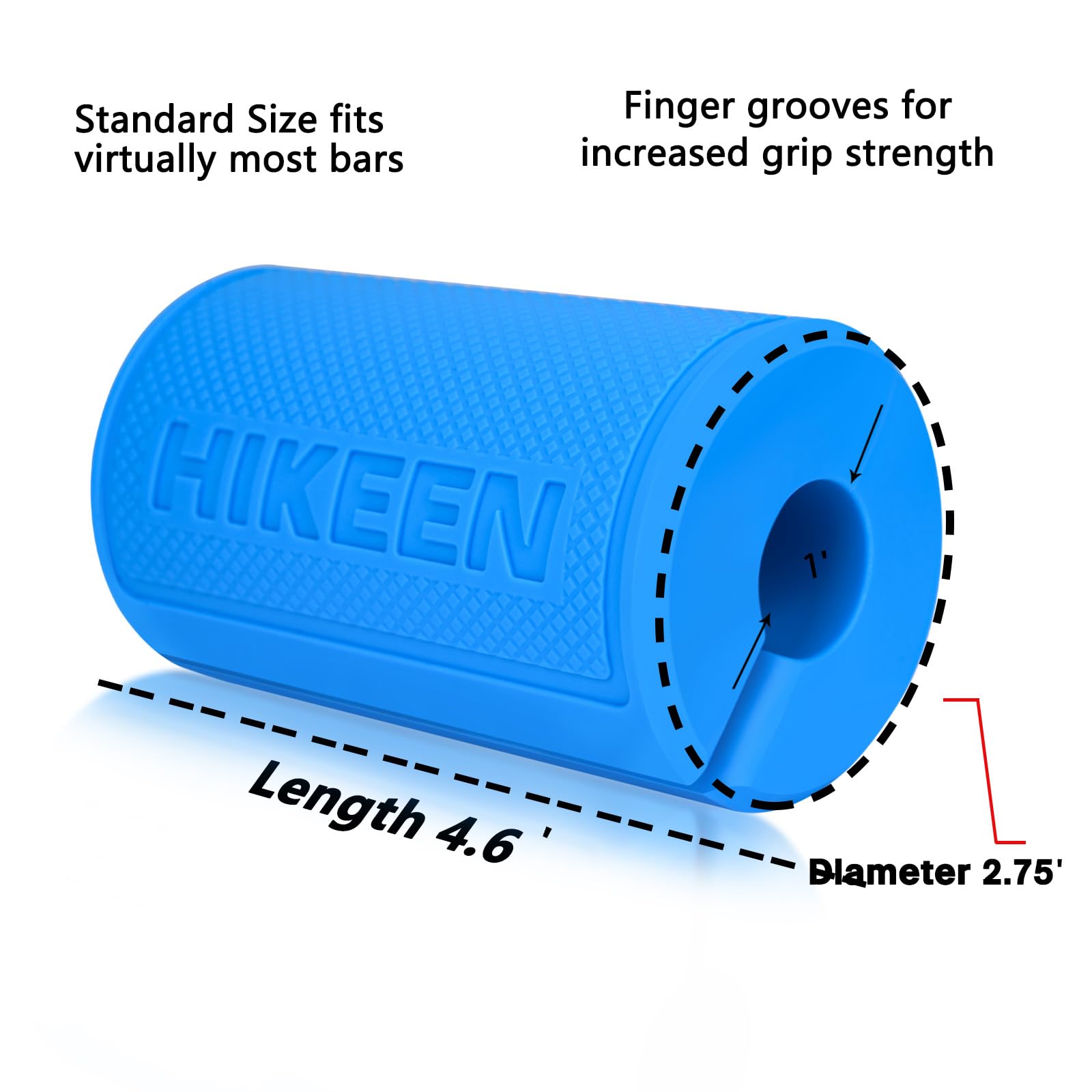 Hikeen Thick Bar Dumbbell Grips - Non-Slip Hard Rubber Barbell Grips for Weight Lifting & Strength Training - 1.77