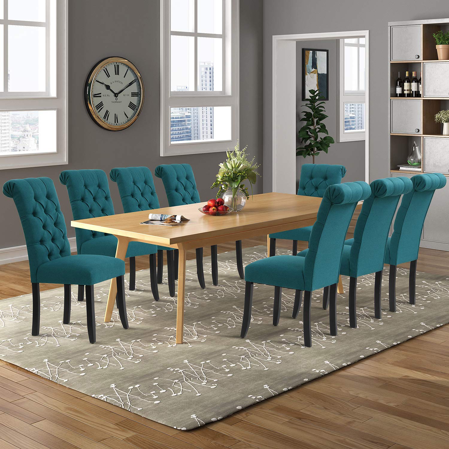 LZ LEISURE ZONE Navy Blue Tufted Upholstered Dining Chairs Set of 2 - Armless Accent Chairs for Dining Room, Kitchen, Living Room & Home Decor
