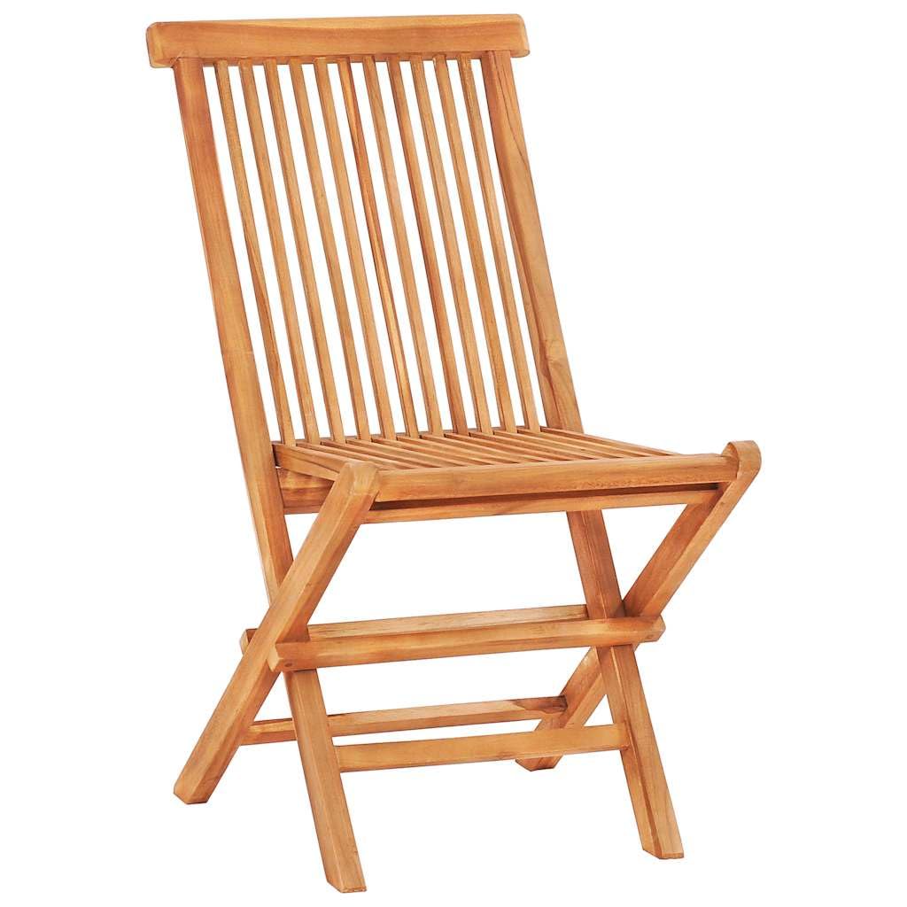 vidaXL 3-Piece Patio Bistro Set with Cushions - Folding Teak Wood Table & Chairs for Garden, Farmhouse, Outdoor Dining - Perfect for Backyard BBQs, Poolside Lounging & Small Balcony Spaces
