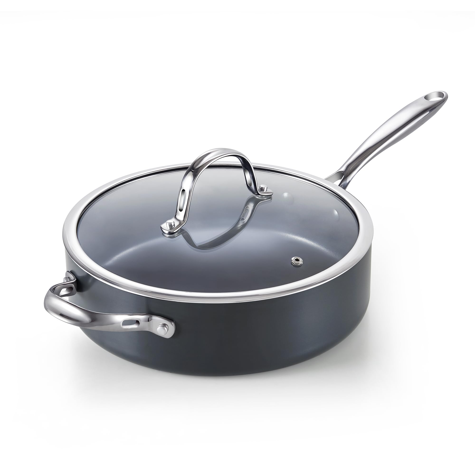 **Cooks Standard 10.5-inch Nonstick Deep Sauté Pan with Lid – 4-QT Hard Anodized Ceramic Induction Cookware – Oven Safe Large Skillet for Frying, Searing & Braising – Perfect for Home Chefs & Professional Kitchens**    *(Use Case: Ideal for frying chicken, searing steaks, braising vegetables, and preparing one-pot meals – great for stovetop, oven, or induction cooking.)*