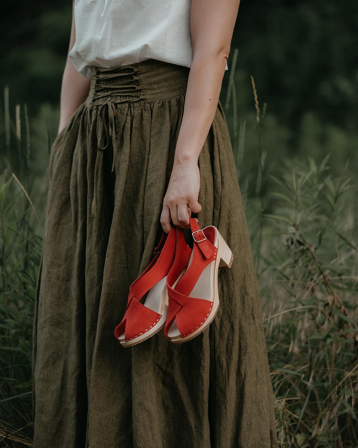 Sandgrens Handmade Swedish Wood Clogs for Women - Comfortable High Heel Sandals with Leather Straps | Perfect for Summer, Beach, and Casual Outings | Morocco Inspired Design