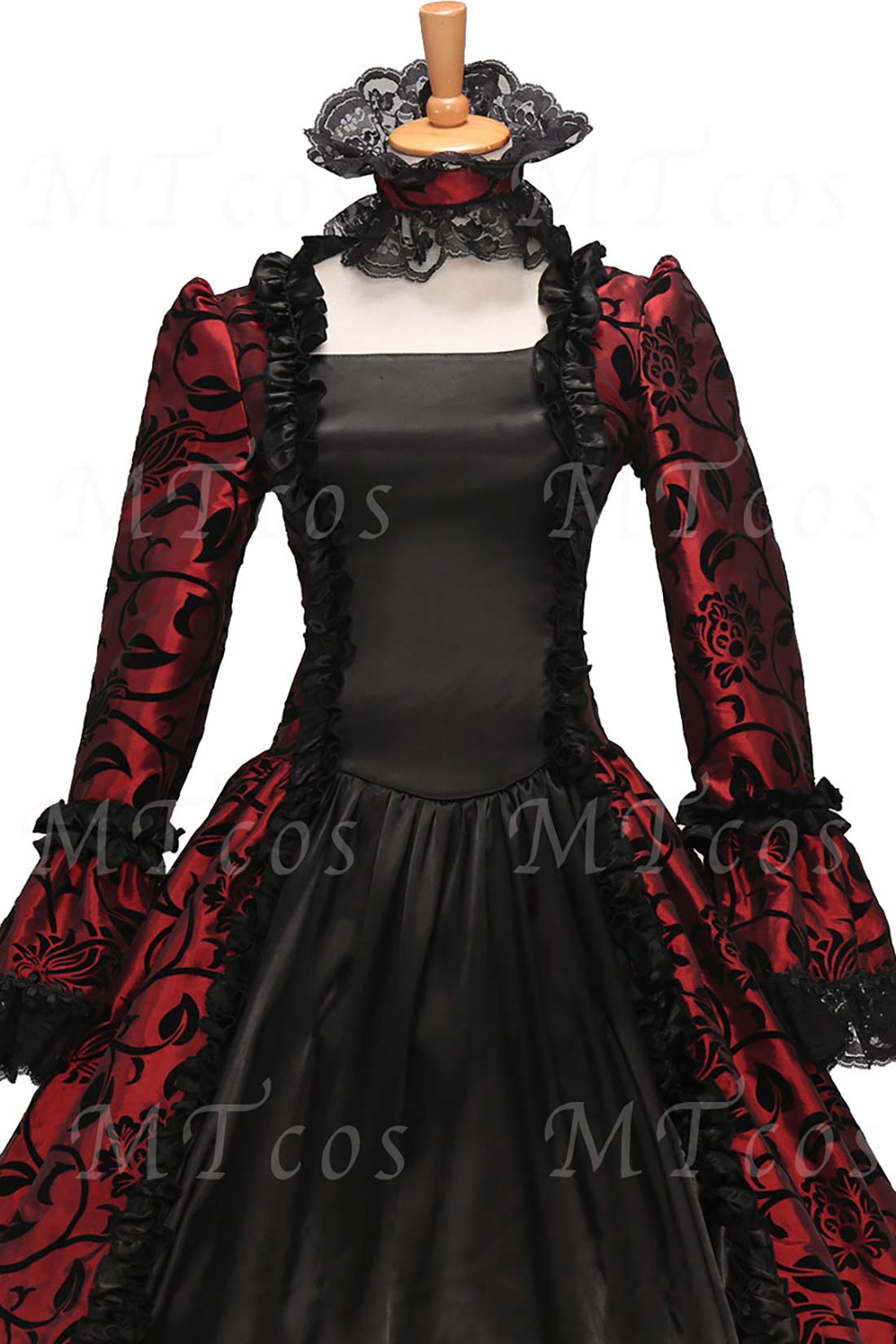 Victorian Gothic Lolita Dress with Ruffles & Floral Print - Elegant Georgian Era Costume for Cosplay, Tea Parties & Historical Reenactments
